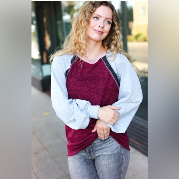 NWT BEESON RIVER BURGUNDY SOLID OUT SEAM STITCH SWEATER - Picture 2 of 3